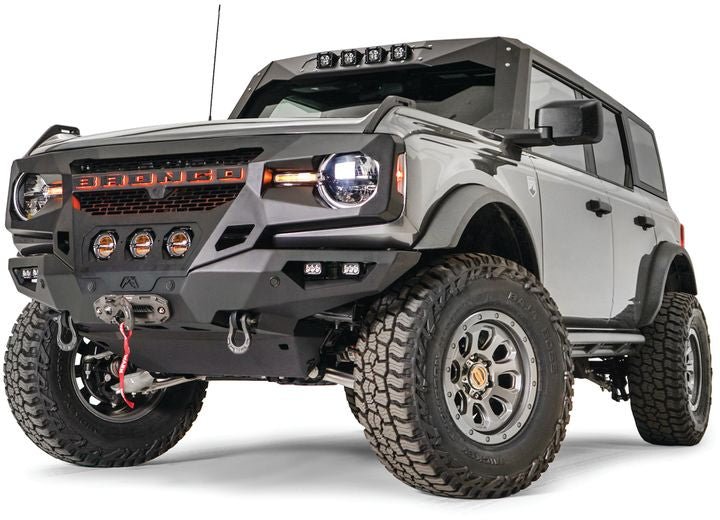 Fab Fours Front Full Width Grumper; Matte Black Ford Bronco