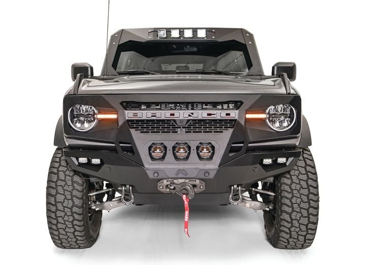Fab Fours Front Full Width Grumper; Matte Black Ford Bronco