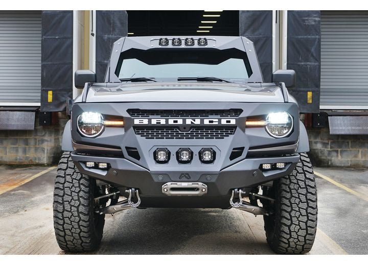Fab Fours Front Full Width Grumper; Matte Black Ford Bronco
