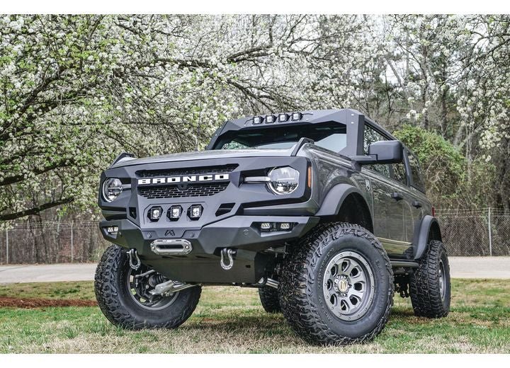 Fab Fours Front Full Width Grumper; Matte Black Ford Bronco