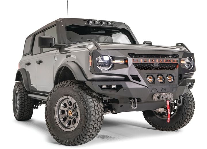 Fab Fours Front Full Width Grumper; Matte Black Ford Bronco
