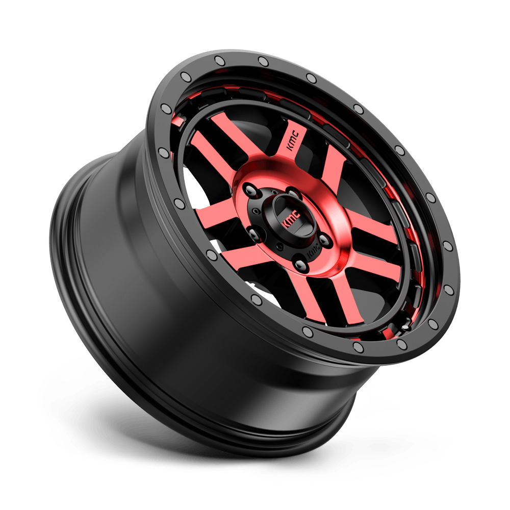 Ford Bronco Recon KM540 Wheel Red Gloss Black Machined  | KMC