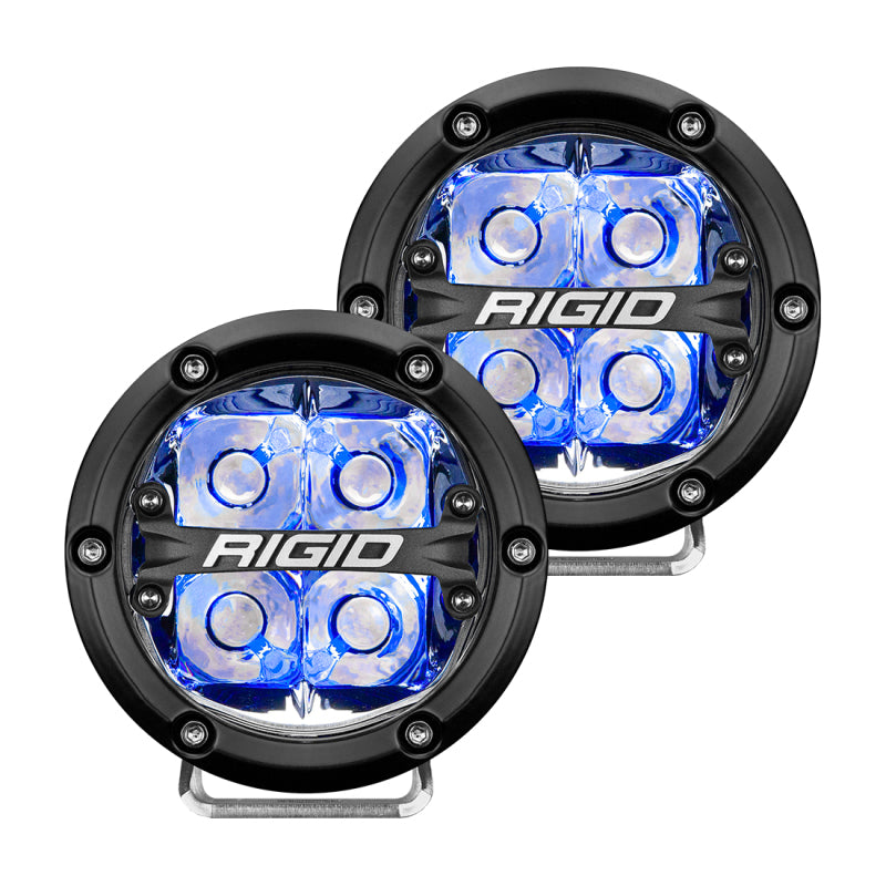 Rigid Industries 360-Series 4in LED Off-Road Spot Beam - Blue Backlight (Pair)