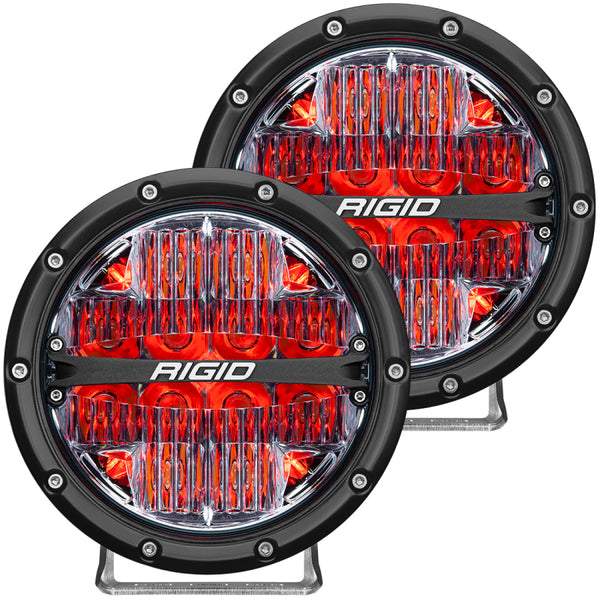 Rigid Industries 360-Series 6in LED Off-Road Drive Beam - Red Backlight (Pair)