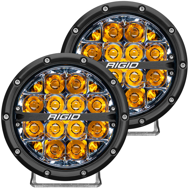 Rigid Industries 360-Series 6in LED Off-Road Spot Beam - Amber Backlight (Pair)