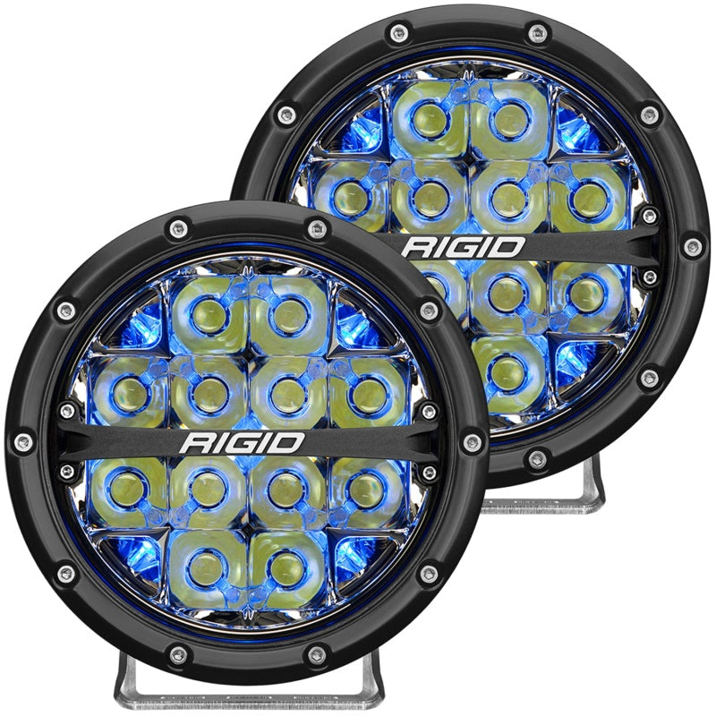 Rigid Industries 360-Series 6in LED Off-Road Drive Beam - Blue Backlight (Pair)