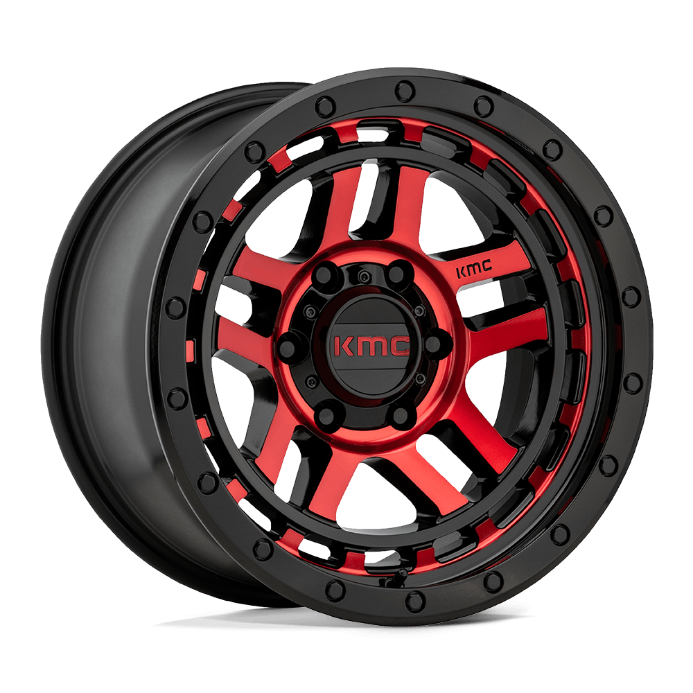 Ford Bronco Recon KM540 Wheel Red Gloss Black Machined  | KMC